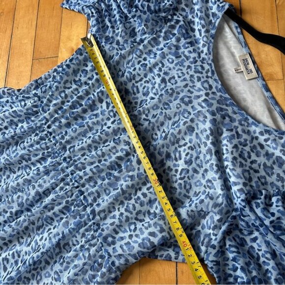 Baum Und Pferdgarten Sz XL Jocelyn Blue Mesh Leopard Print Midi Dress - Picture 10 of 13